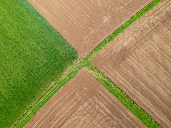 Campo Agrícola Visto Desde Arriba Por Dron —  Fotos de Stock