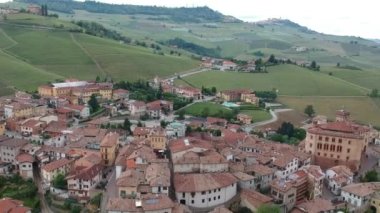 Drone view of Langhe's landscape in Barolo area