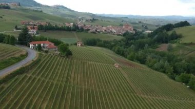 Drone view of Langhe's landscape in Barolo area