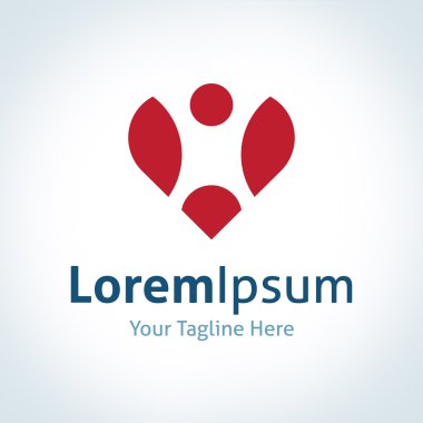 okuma aşk kişi kalp beat şekli vektör logo simge