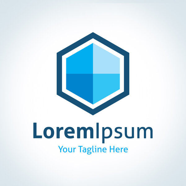 3D синий бизнес шестиугольник куб плавающий в иконке логотипа воздуха
