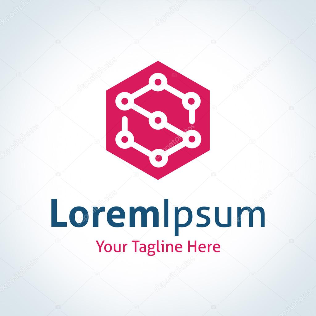 Connect the dots perfect hexagon shape vector logo icon