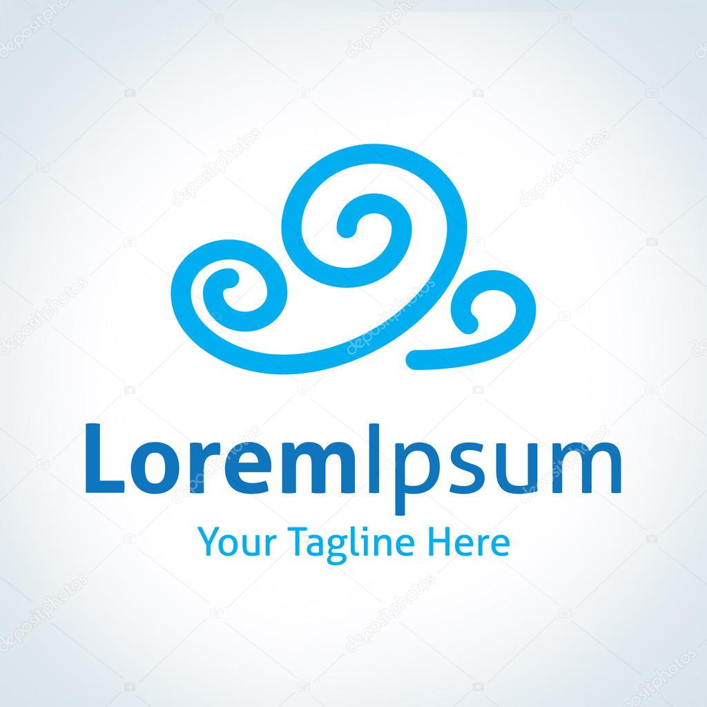 Blue cloud line innovation art vector logo icon