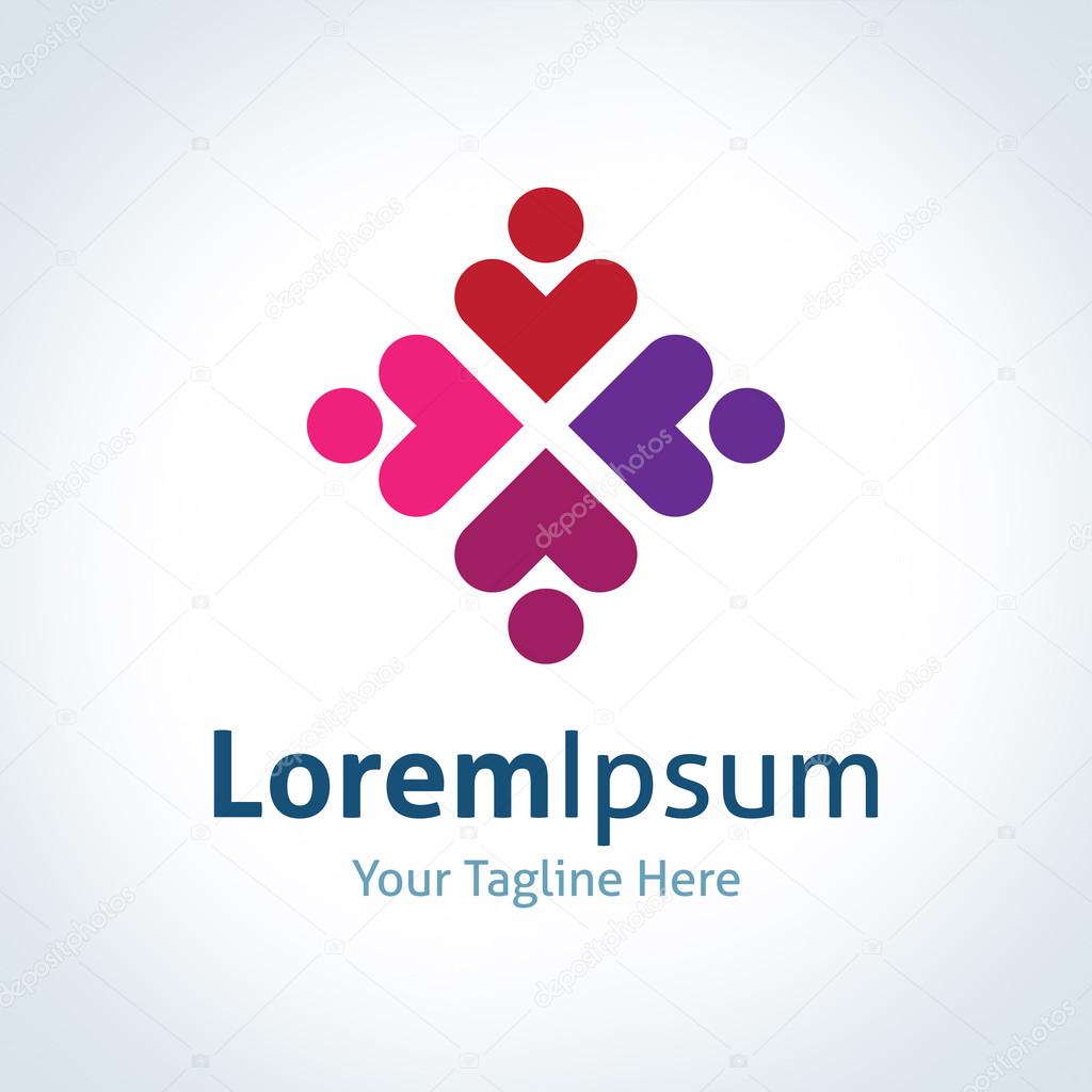 Share love people flower circle vector logo icon