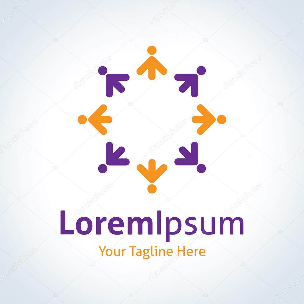 Human partnership progress arrow spread direction vector logo icon
