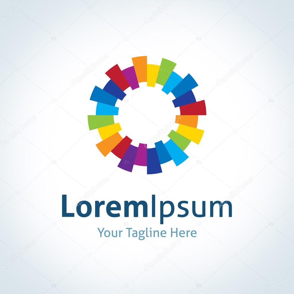 Color brick wheel business progress vector logo icon imagination