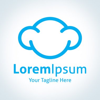 Smiley akıllı mavi bulut eğlence teknoloji vektör logo simge