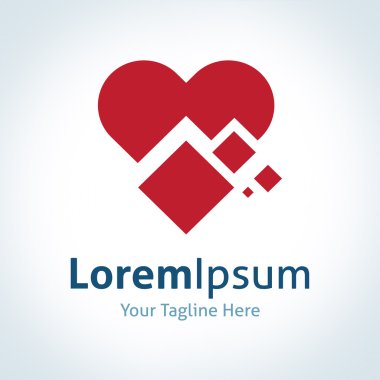 Kırmızı kalp şekli deşifre entegre teknoloji vektör logo simge