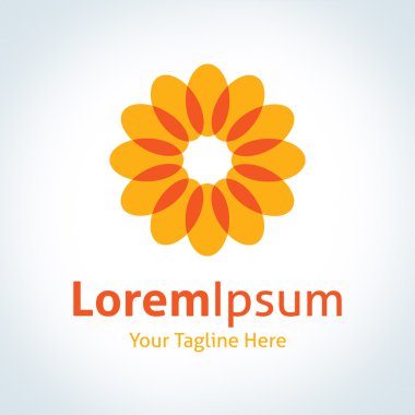 Turuncu güneş çiçek şekli daire vektör logo simge gibi