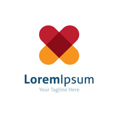 Kırmızı kalp şekli iş profesyonel studio vektör logo simge x