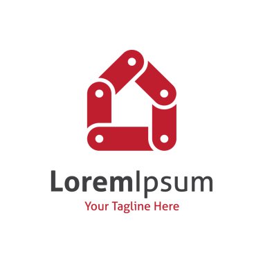 güçlü son kırmızı sağlam gelecek vizyon vektör logo simge için ev inşa