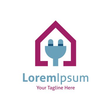 elektrikli ev yeni yaşını teknoloji vektör logo simge