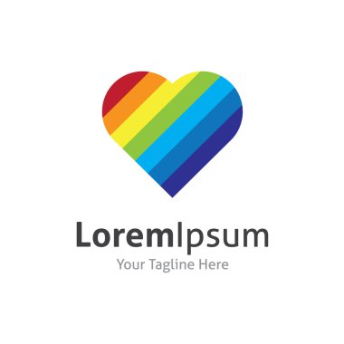 Gökkuşağı kalp şekli aşk vektör logo simge