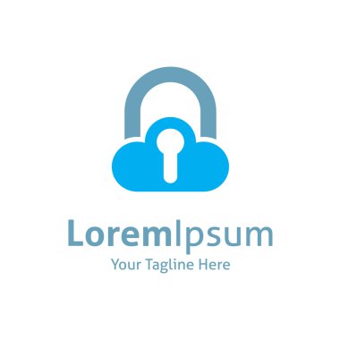 bulut kilit aşağı anahtar deliği vektör logo simge