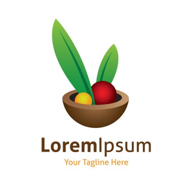 sağlıklı meyve bakım vektör logo simge kase