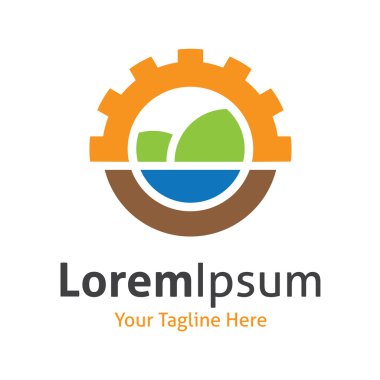 Güneş ve peyzaj projesi vektör logo simge