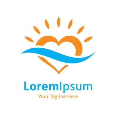 güneşin altında kalp şekli mükemmel bir tatil tatil vektör logo simge