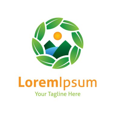 vahşi güzel dağ manzara gündoğumu vektör logo simge