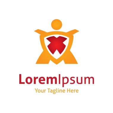 çapraz x adam kalkan web amblemi internet vektör logo simge üzerinde