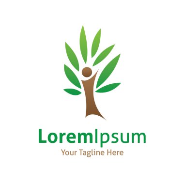 Yeşil koruma orman vektör logo simge ağaç