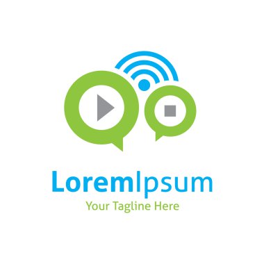 müzik radyo web düğme çalma listesi vektör logo simge