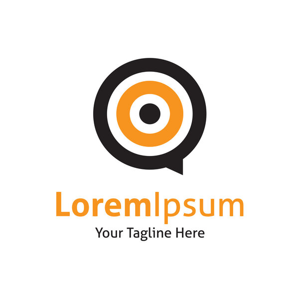 Целевой вопрос центр разговора чат пузырь векторный логотип значок
