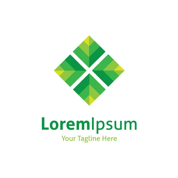 Groene geluk geometrie kubus paardebloem vector logo pictogram — Stockvector