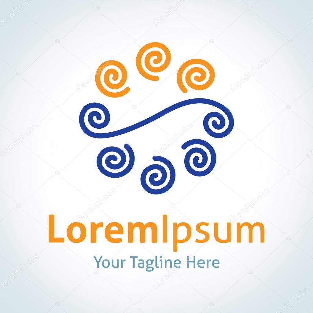 Sand and sea great experience paradise swirl wave shape circle vector logo icon