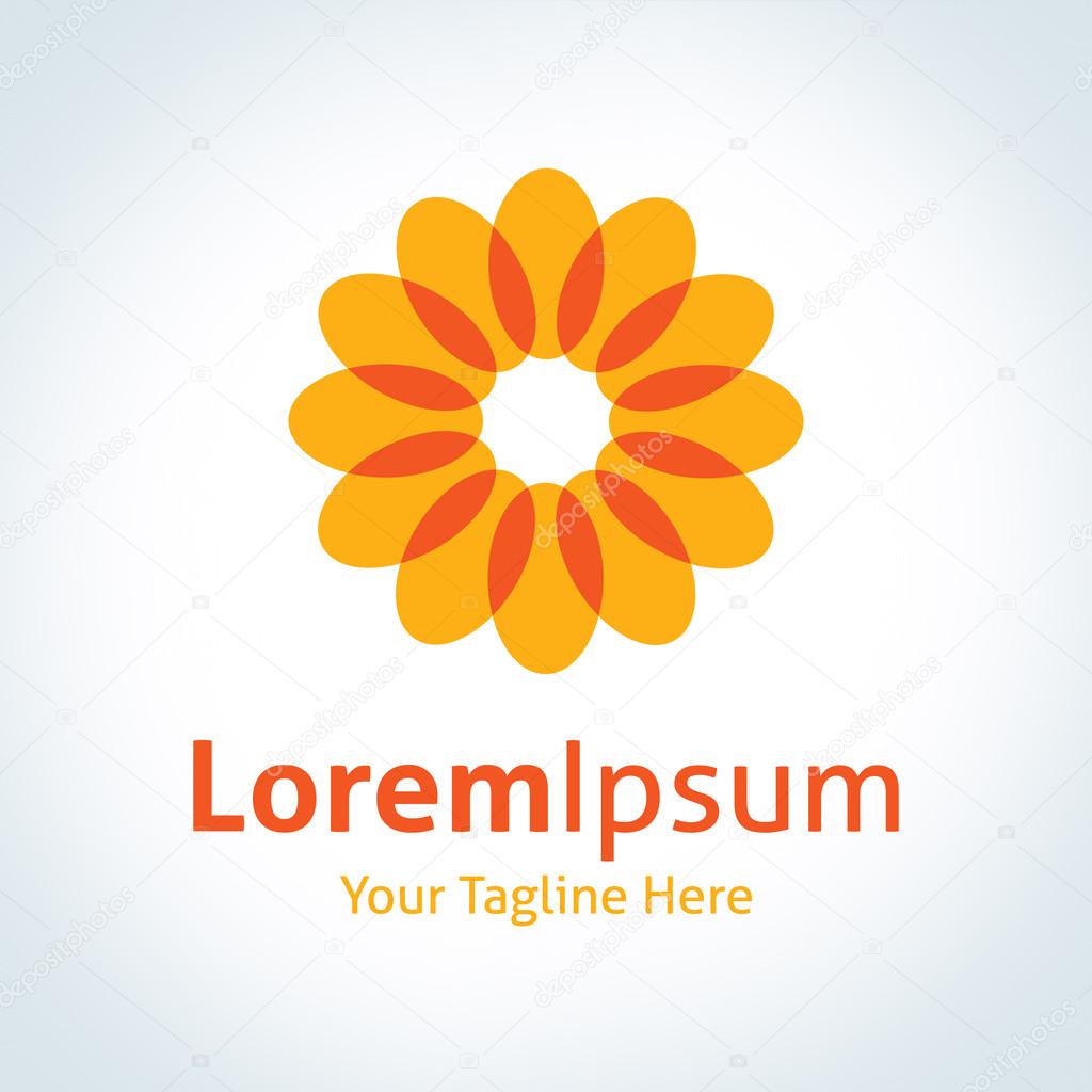 Orange Sun flower like shape circle vector logo icon