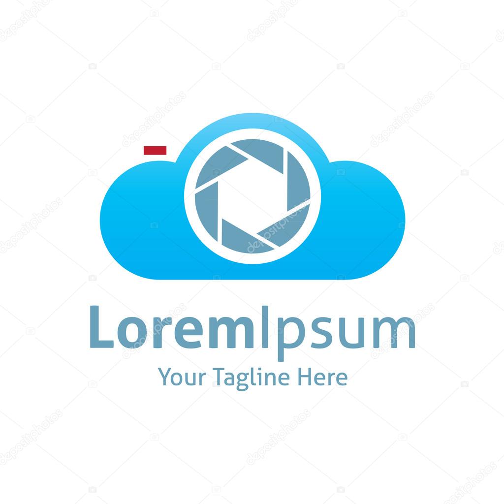 Camera focus cloud back up smart system vector logo icon