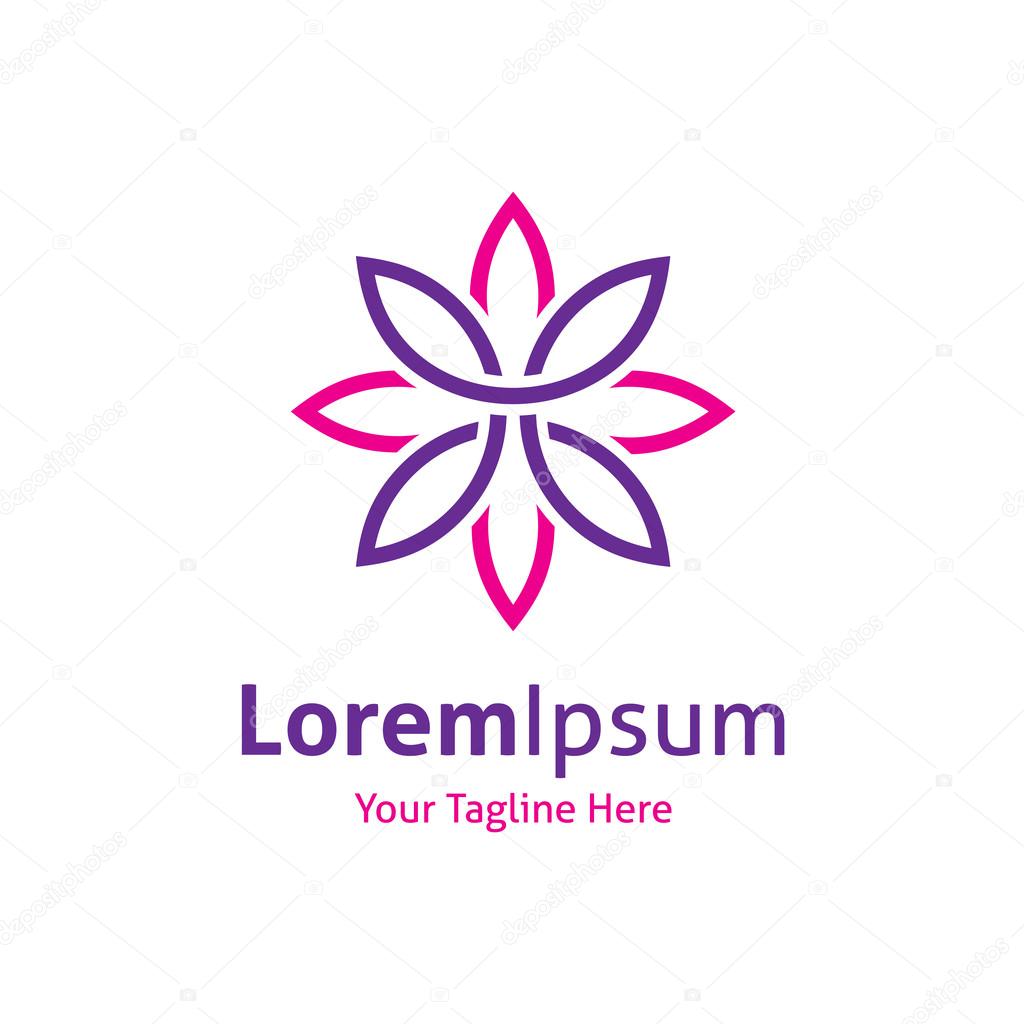 Beautiful flower line decoration vector logo icon