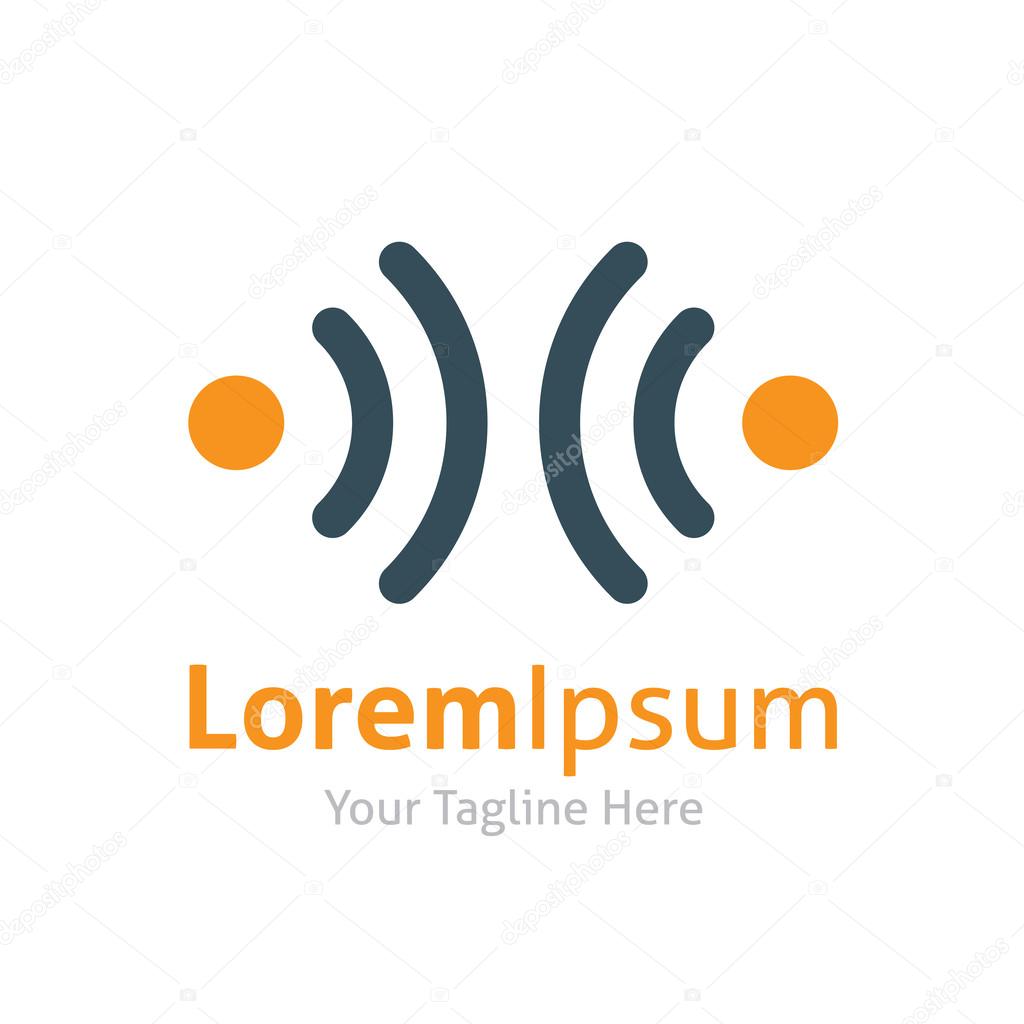 Two dots transmitting radio waves oscillation vector logo icon