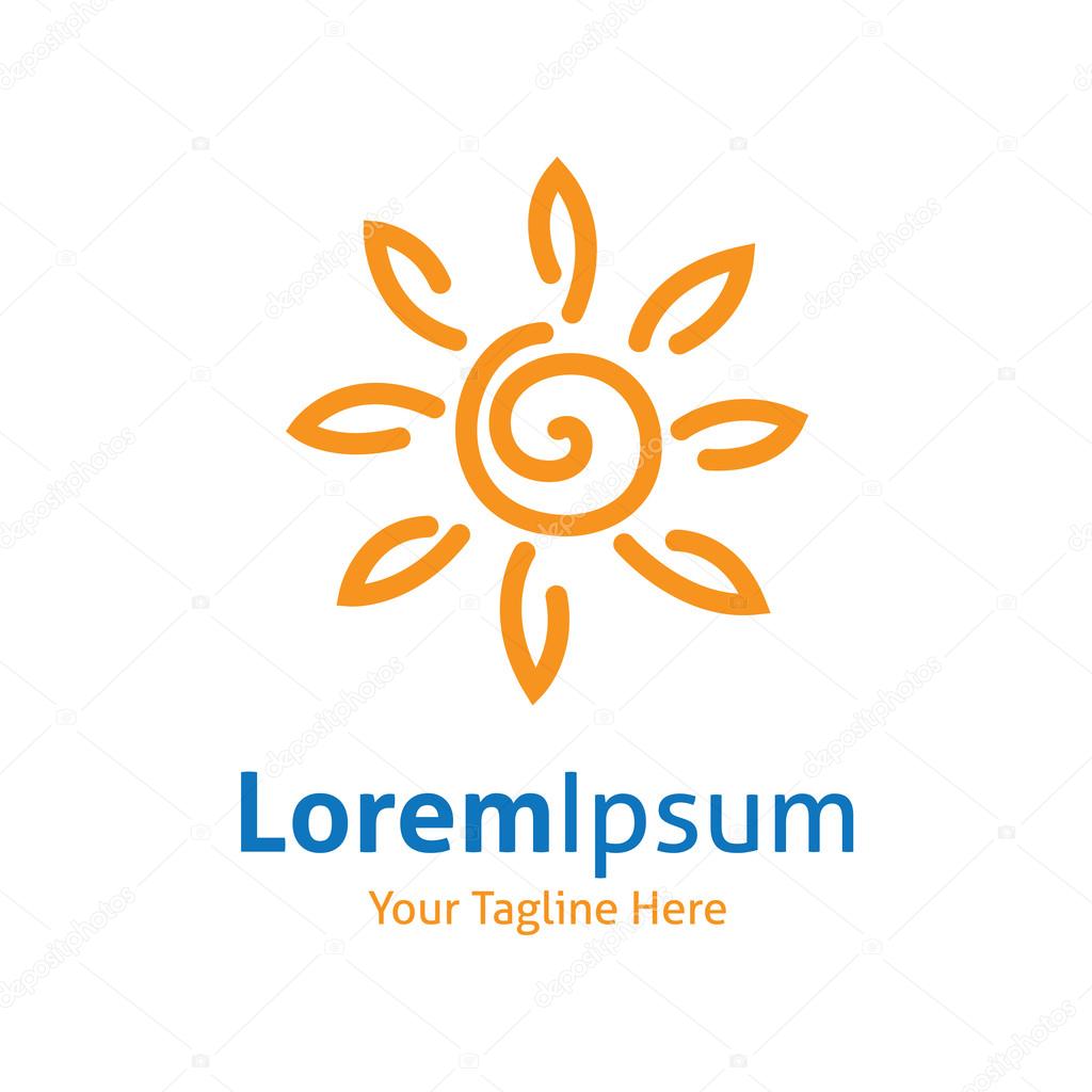 Beautiful drawn Sun line shine experience vector logo icon