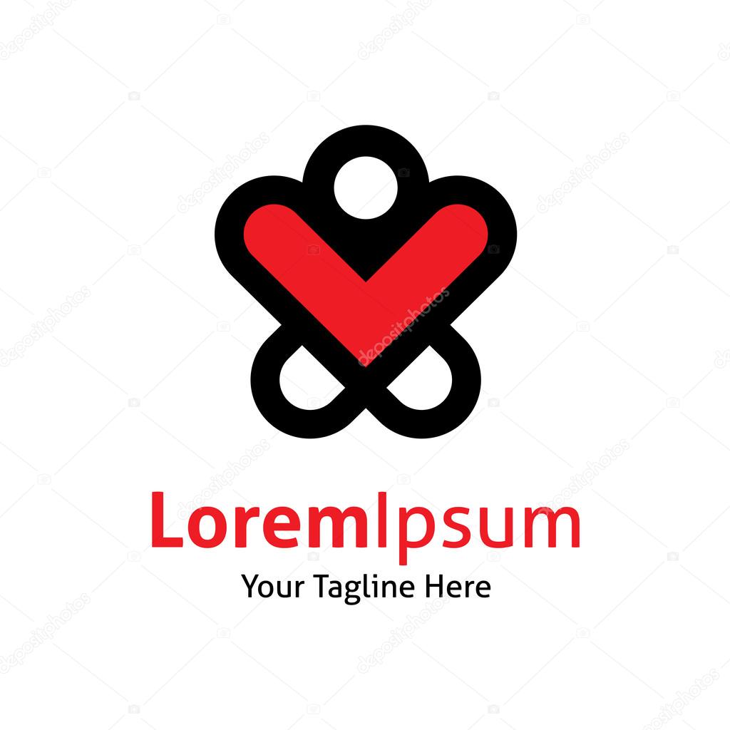 Man holding heart love emotion vector logo icon