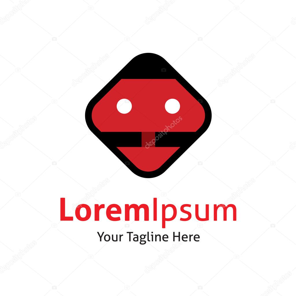 New technology age robot android red vector logo icon