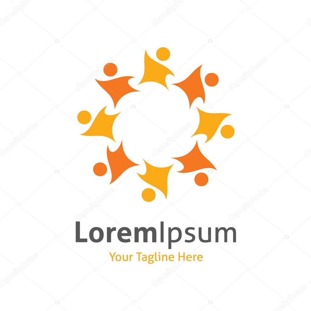 Children circle education happiness care vector logo icon