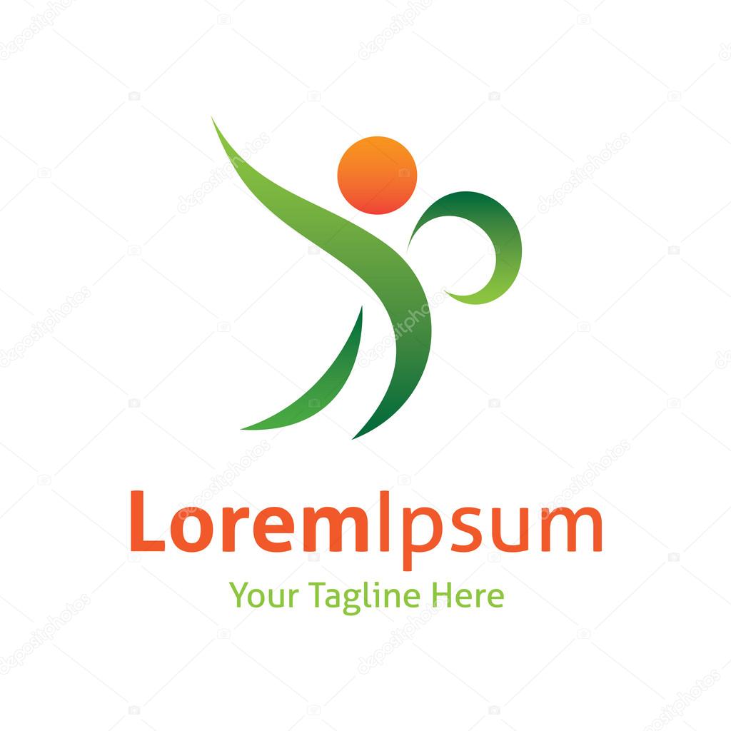 Healthy green man vector logo icon