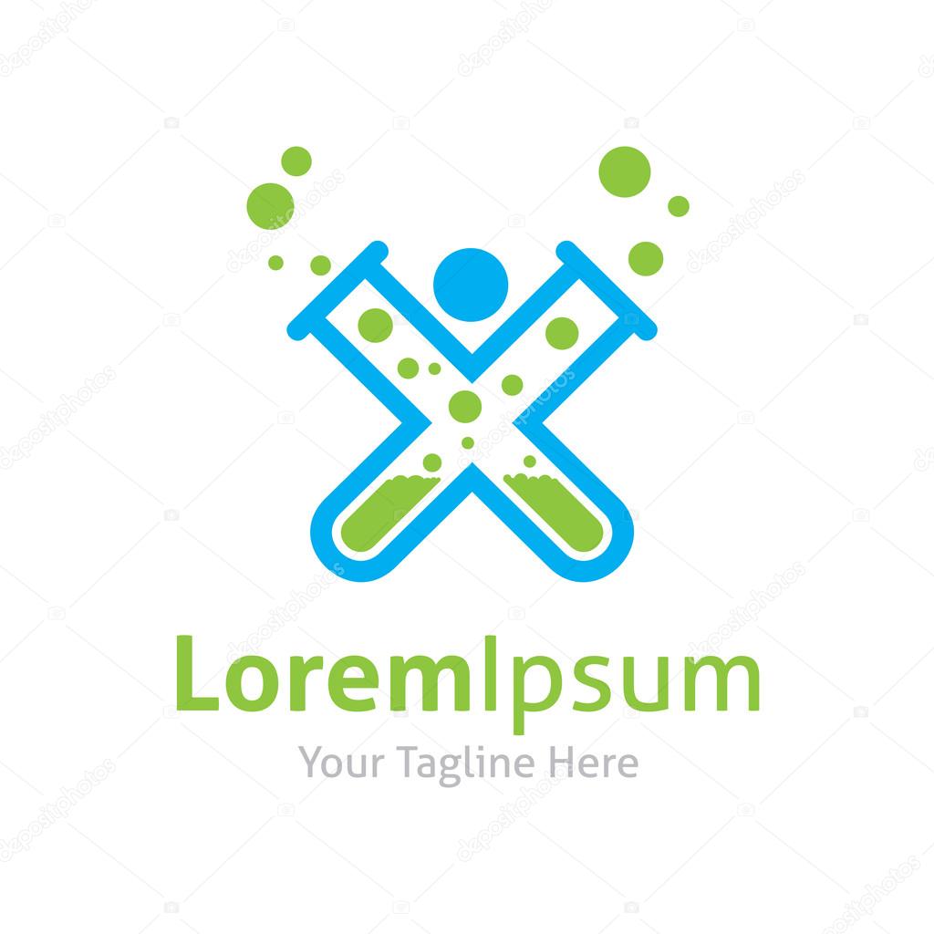 Science man lab glass test tube vector logo icon