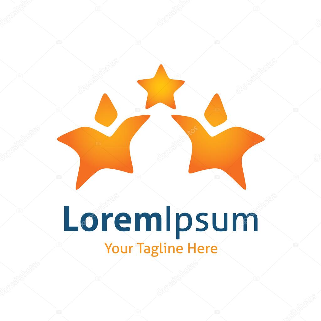 Ultimate perfection shape 3 gold stars vector logo icon
