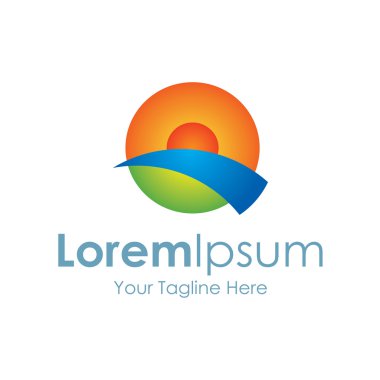 Mükemmel sarı günbatımı simgesi basit öğeler logo