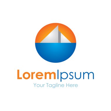 Uzak yelkenli tekne simgesi basit öğeler logo