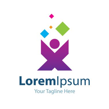 Yaratıcı fikirler simgesi basit öğeler logo adam fark