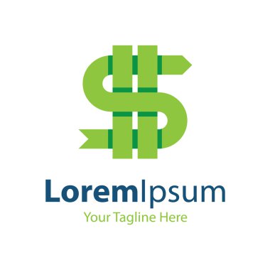 Para deli yeşil dolar işareti simgesi basit öğeler logo