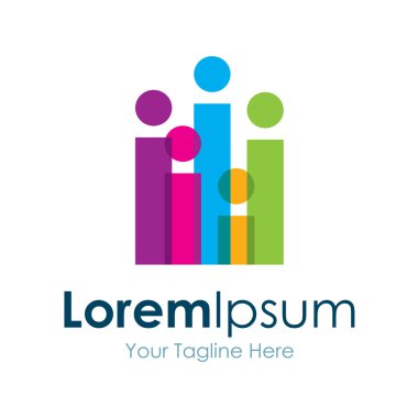 Aile grubu renkli simge basit öğeler logo