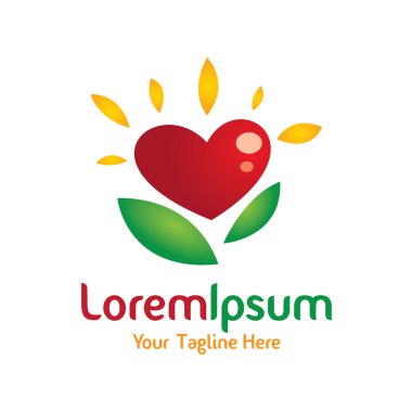 Sağlıklı sevgi kalp şekli çiçek simgesi basit öğeler logo