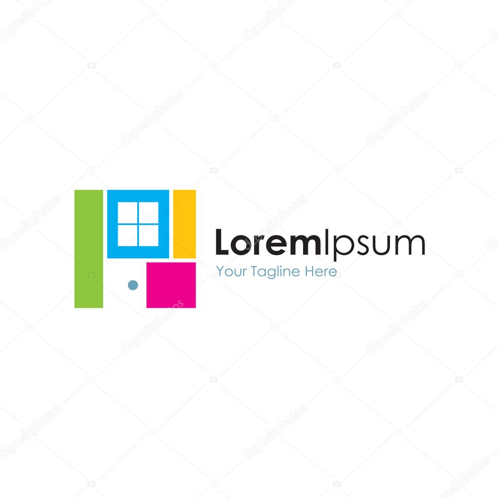Creative side of home icon simple elements logo