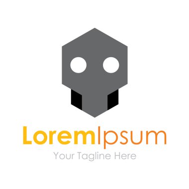 Gri insan kafatası ev güç kavramı öğeleri simge logosu