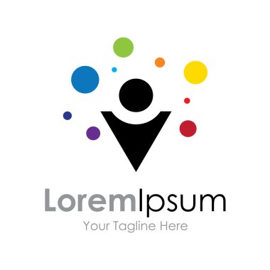 Renkli fikirler kavramı öğeleri simge logo yaratıcı açılır