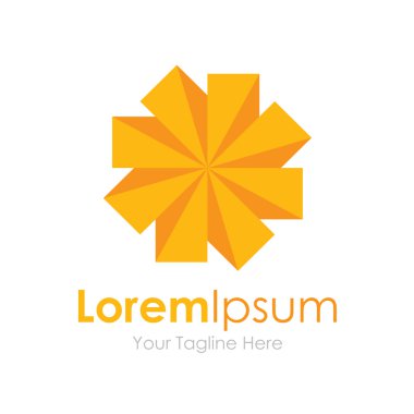 Sarı güzel çiçek origami kavramı öğeleri simge logosu