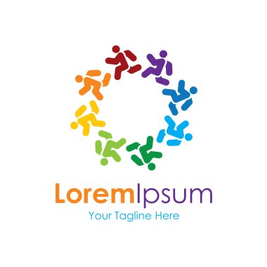 Ortaklık grup çalışması renkli çalıştırmak kavramı öğeleri simge logosu